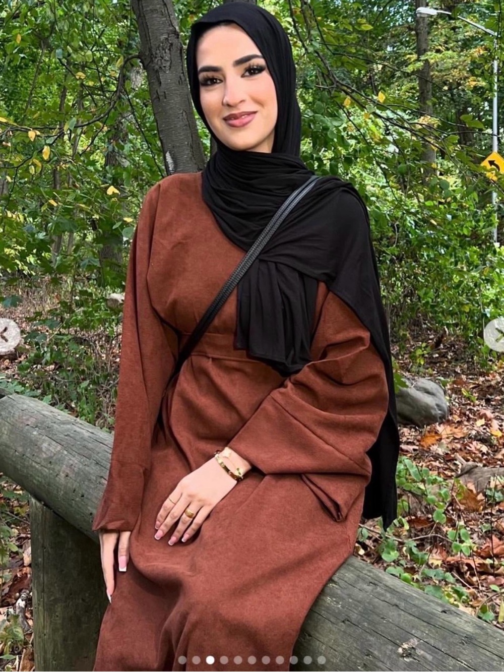 Burnt Orange Closed Corduroy Abaya